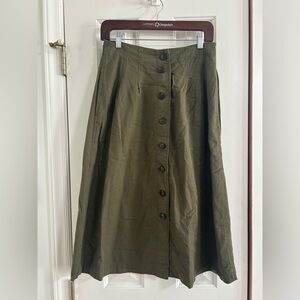 Madewell olive green midi skirt